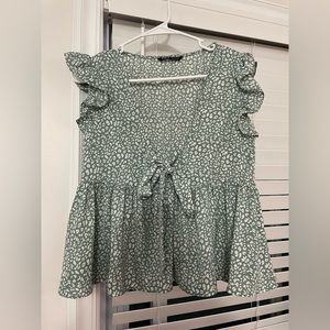 green low cut shirt